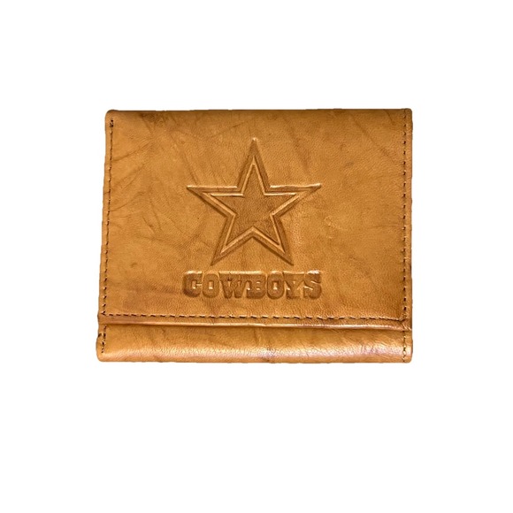 Dallas Cowboys NFL Embossed Leather Trifold Wallet - Cowboys Brown Wallet - Picture 1 of 8